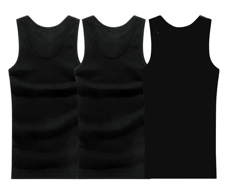 3pcs/lot Cotton Mens  Underwear Sleeveless Tank Top Solid Muscle Vest Undershirts O-neck Gymclothing T-shirt men's vest