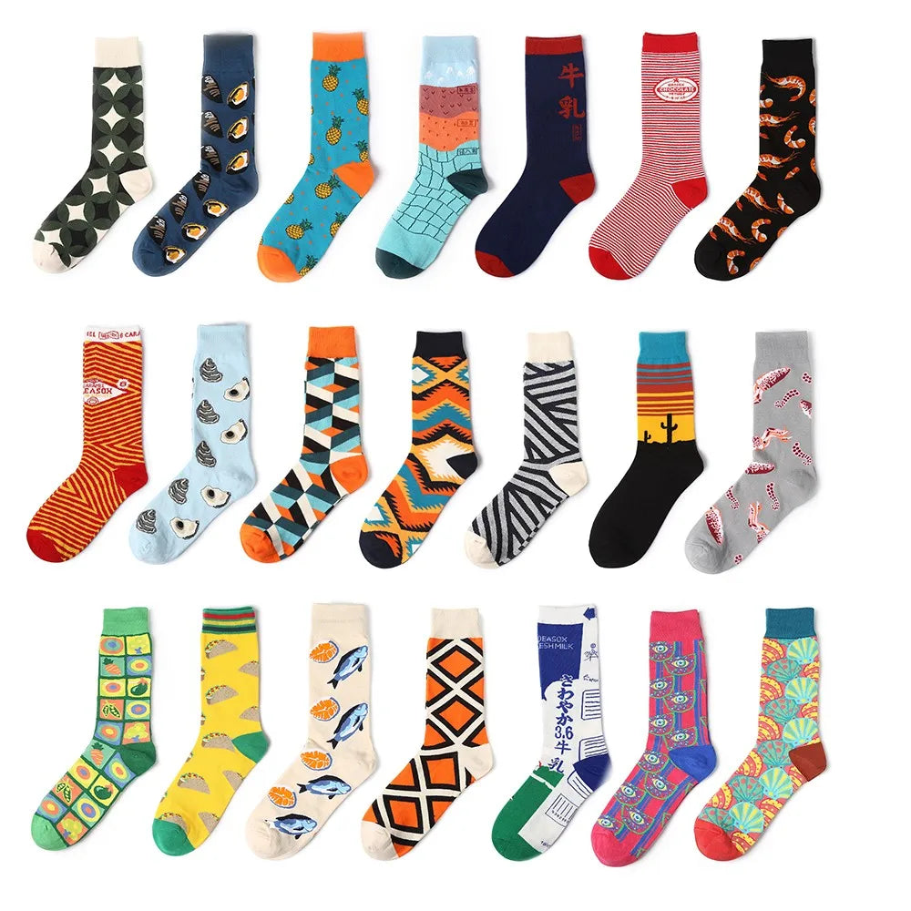 1Pair New Men Women Cotton Socks Casual Colorful Socks Crew Street Skateboard Socks Happy Funny Harajuku Sox Meias