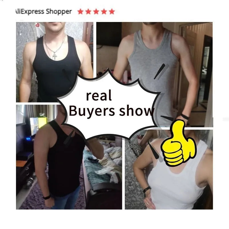 3pcs/lot Cotton Mens  Underwear Sleeveless Tank Top Solid Muscle Vest Undershirts O-neck Gymclothing T-shirt men's vest